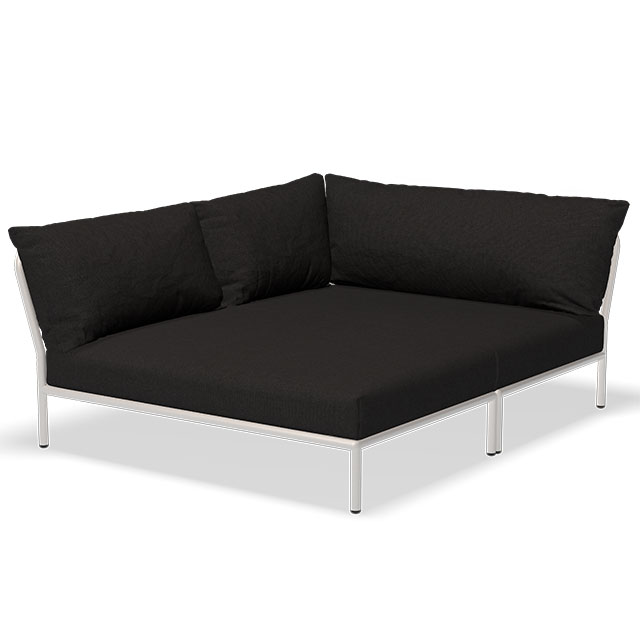 LEVEL2 Outdoor Lounge Cozy Corner links in Char - Sunbrella Heritage und der Rahmen in Muted White