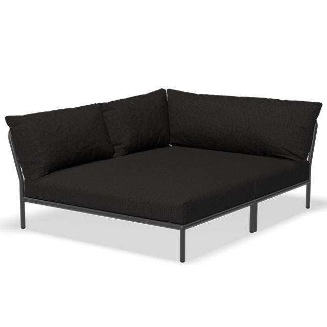 LEVEL Outdoor Lounge Cozy Corner Links in Char - Sunbrella Heritage