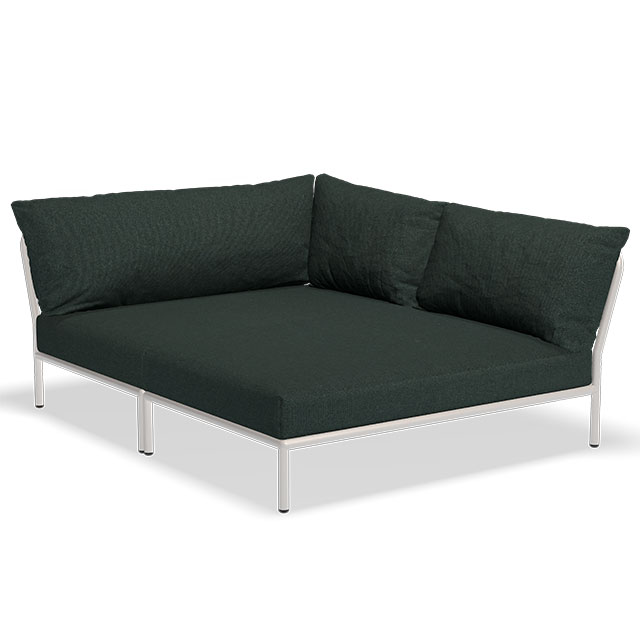 LEVEL2 Outdoor Lounge Cozy Corner rechts in der Farbe Alpine Green - Sunbrella Heritage und der Rahmen in Muted White