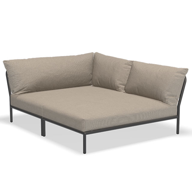 LEVEL Outdoor Lounge Cozy Corner Rechts in der Farbe Ash - Sunbrella Heritage