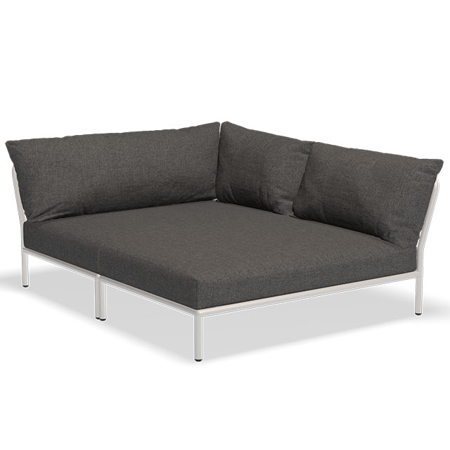 LEVEL2 Outdoor Lounge Cozy Corner rechts in Dark Grey - Basic und der Rahmen in Muted White
