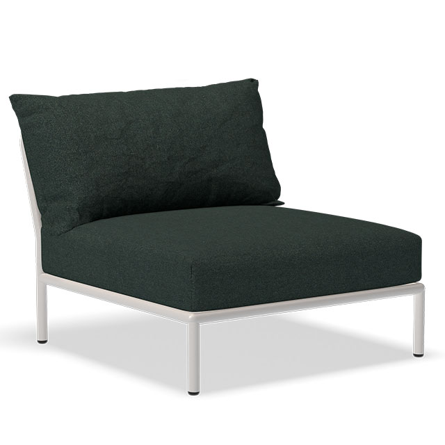 LEVEL2 Outdoor Lounge Sessel in der Farbe Alpine Green - Sunbrella Heritage und der Rahmen in Muted White