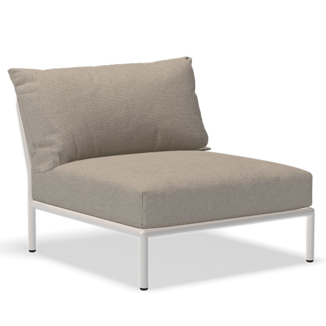 LEVEL2 Outdoor Lounge Sessel in der Farbe Ash - Sunbrella Heritage und der Rahmen in Muted White
