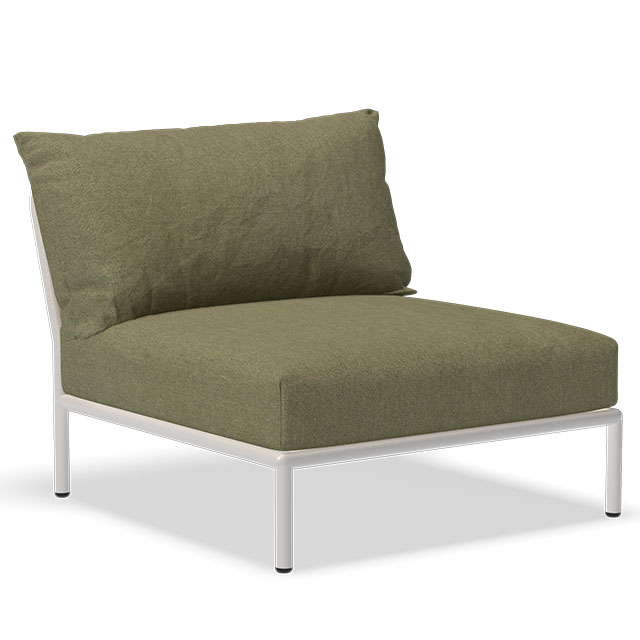 LEVEL2 Outdoor Lounge Sessel in der Farbe Leaf - Sunbrella Heritage und der Rahmen in Muted White