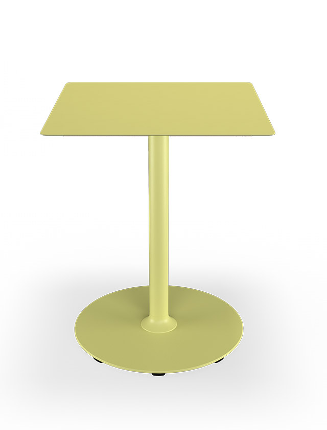 HOUE PICO Gartentisch Quadratisch mit 60 x 60 cm in Lemon Zest mit rundem Sockel