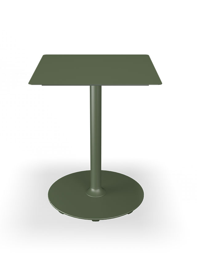 HOUE PICO Gartentisch Quadratisch mit 60 x 60 cm in Olive Green mit rundem Sockel