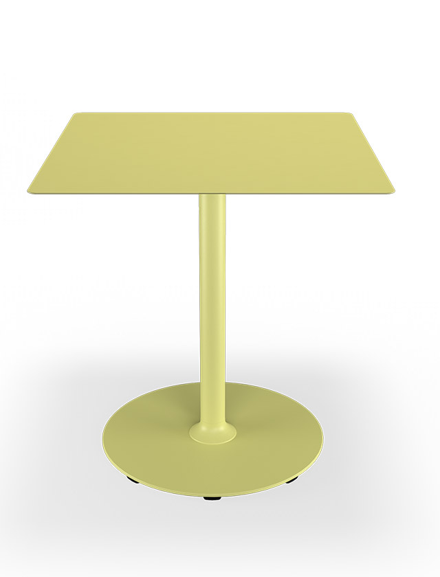 HOUE PICO Gartentisch Quadratisch mit 70 x 70 cm in Lemon Zest mit rundem Sockel