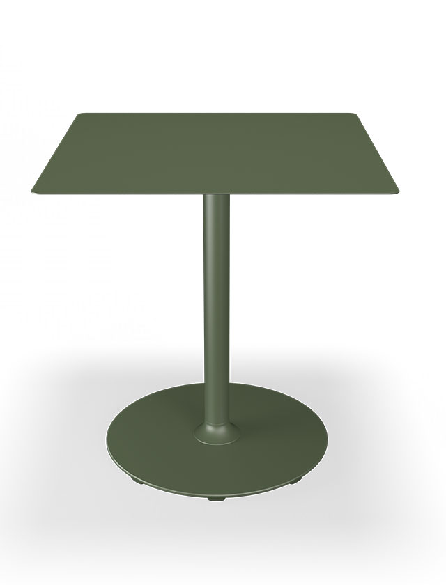 HOUE PICO Gartentisch Quadratisch mit 70 x 70 cm in Olive Green mit rundem Sockel