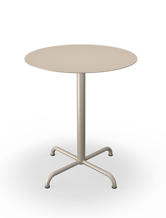 HOUE PICO Gartentisch Rund mit 64 cm im Durchmesser in Beige mit 4-Fuß Sockel