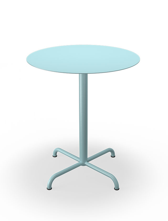 HOUE PICO Gartentisch Rund mit 64 cm im Durchmesser in Ice Blue mit 4-Fuß Sockel