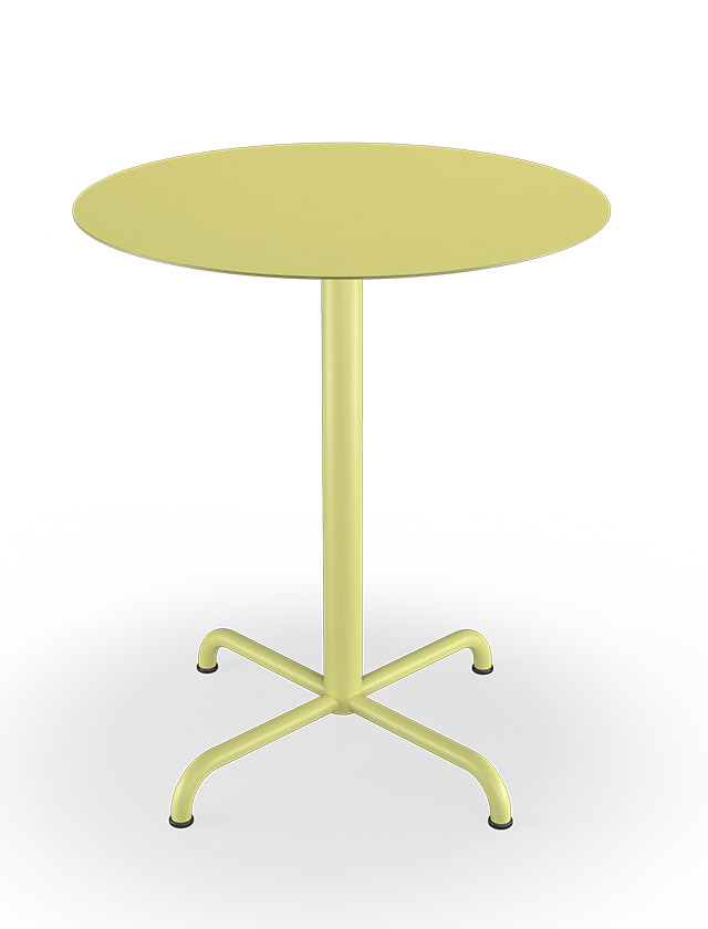 HOUE PICO Gartentisch Rund mit 64 cm im Durchmesser in Lemon Zest mit 4-Fuß Sockel