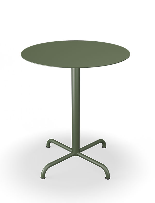HOUE PICO Gartentisch Rund mit 64 cm im Durchmesser in Olive Green mit 4-Fuß Sockel
