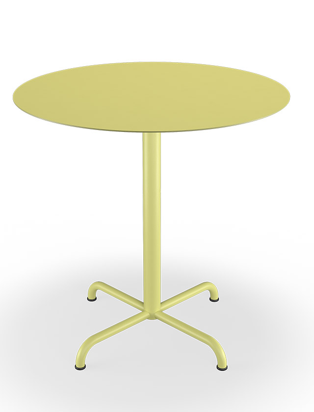 HOUE PICO Gartentisch Rund mit 74 cm im Durchmesser in Lemon Zest mit 4-Fuß Sockel