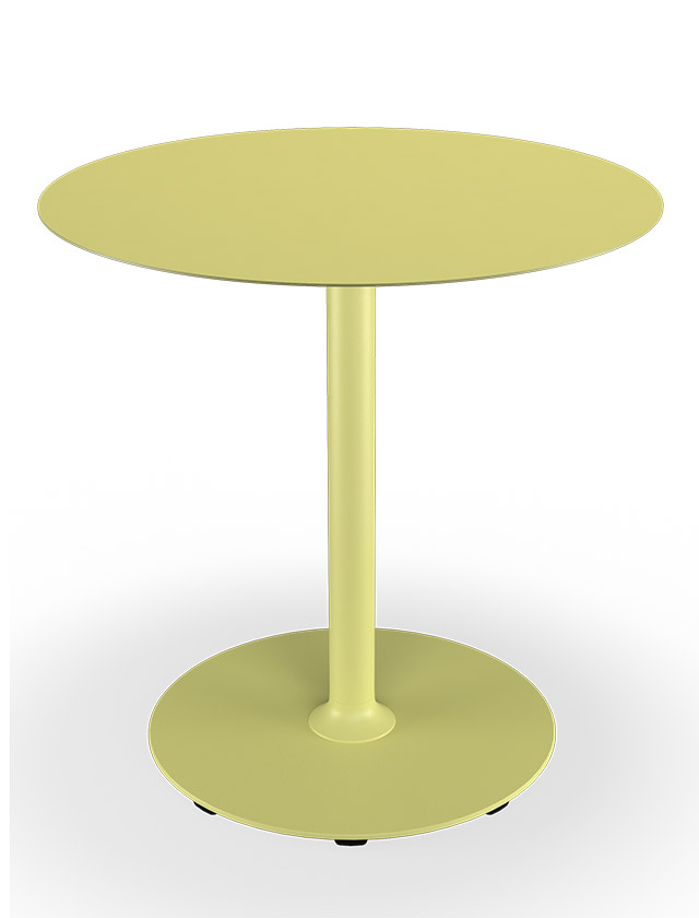 HOUE PICO Gartentisch Rund mit 74 cm im Durchmesser in Lemon Zest mit rundem Sockel