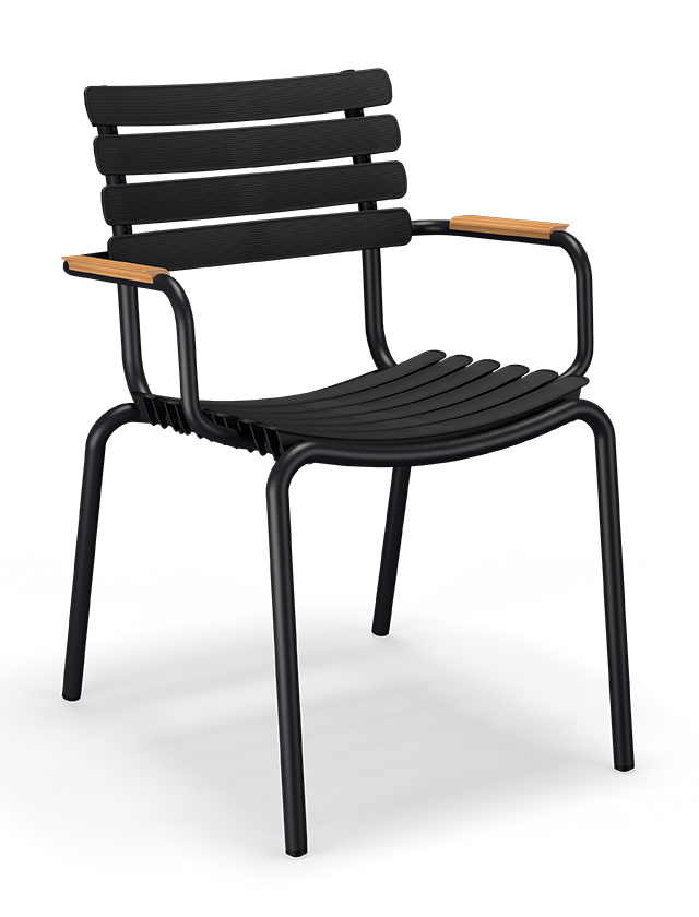 ReClips Dining Chair Bamboo von HOUE in Black - Gartenstuhl in Schwarz mit Armlehnen aus Bambus
