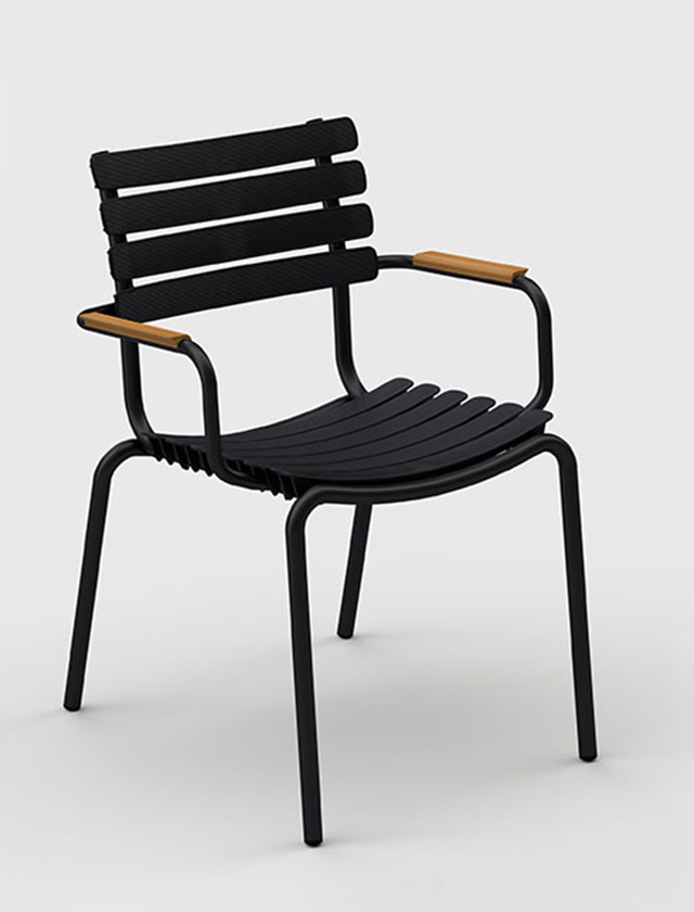 ReClips Dining Chair Bamboo von HOUE in Black - Gartenstuhl in Schwarz mit Armlehnen aus Bambus