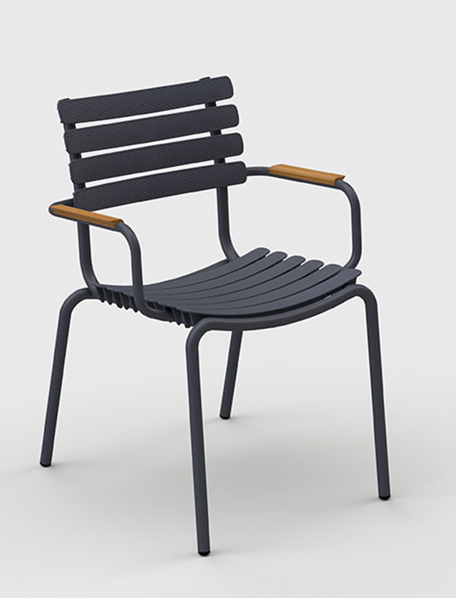 ReClips Dining Chair Bamboo von HOUE in Grey - Gartenstuhl in Grau mit Armlehnen aus Bambus