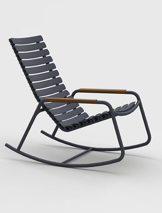 ReClips Schaukelstuhl in Grey von HOUE - Outdoor Rocking Chair Grau mit Armlehnen aus Bambus