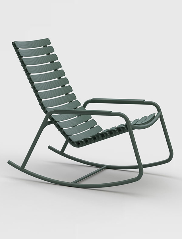 ReClips Schaukelstuhl in Olive Green von HOUE - Outdoor Rocking Chair Grün
