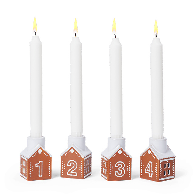 Kähler Design Gingerbread Adventskranz – Lebkuchenhäuser Kerzenhalter Braun