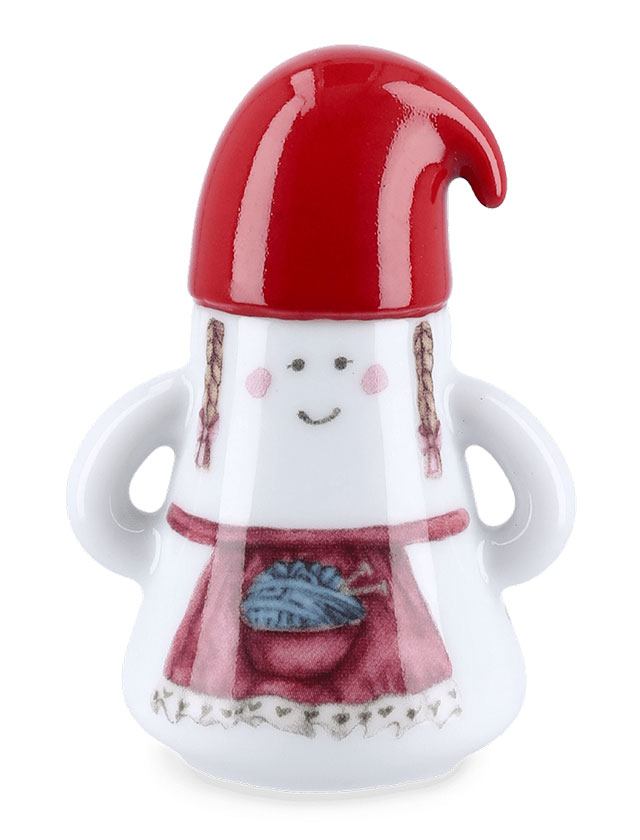 Kähler Design Hammershøi Weihnachtsfrau Figur aus Porzellan mit roter Mütze.