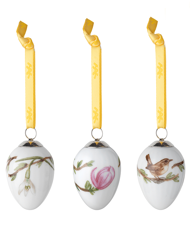 Hammershøi Easter - kleine Ostereier im 3er-Set mit verschiedenen Motiven - Jahrgang 2021 von Kähler Design