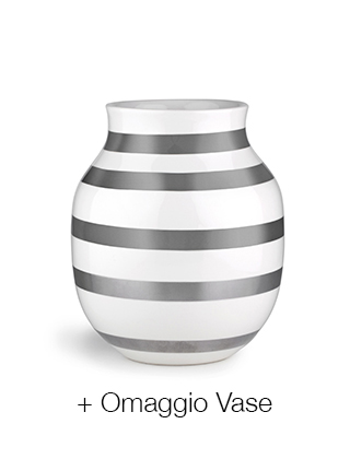 Omaggio Silber-Set: Omaggio medium Vase + Omaggio Schale in Silber von Kähler Design