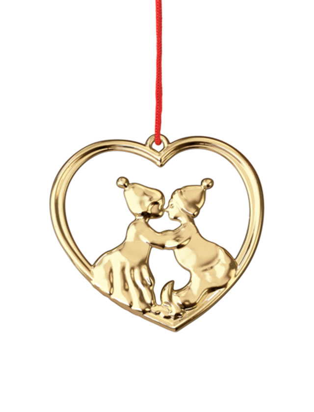 Küssenden Wichtel 2025 - Anhänger in Vergoldet - Karen Blixen Christbaumschmuck