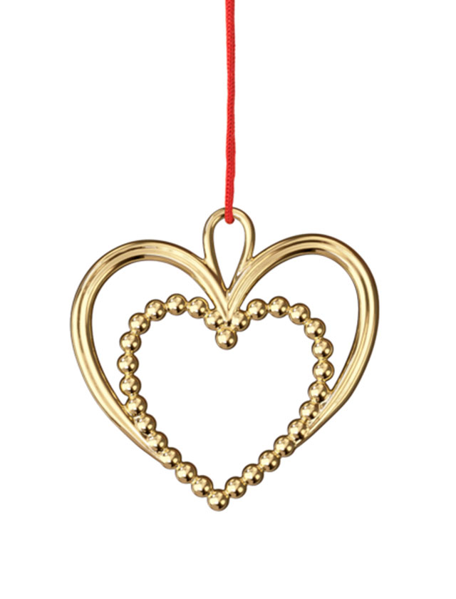 Perlenherz 2025 - Anhänger in Vergoldet - Karen Blixen Christbaumschmuck