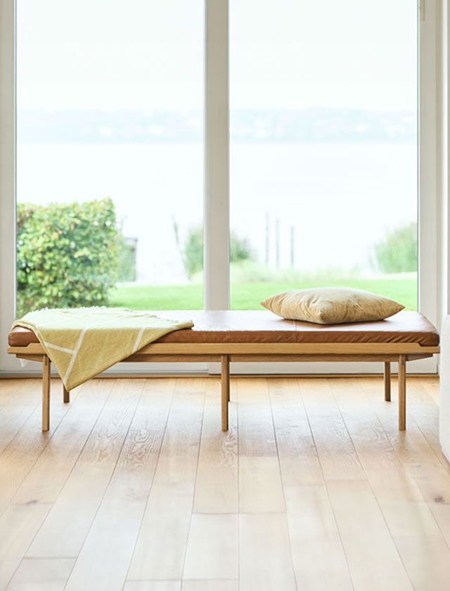 Kath & Andersen Daybed – handgefertigtes Tagesbett aus Eichenholz mit Lederauflage