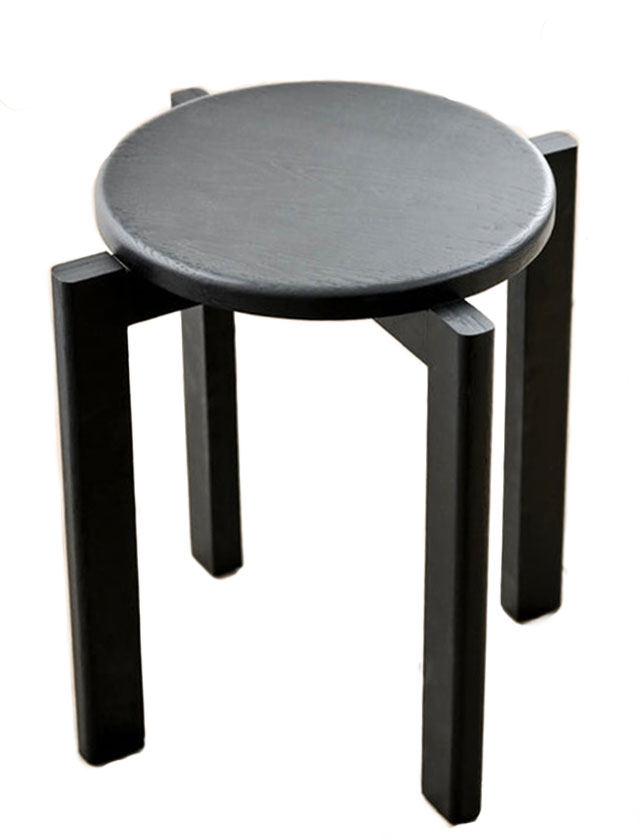 KA50 Hocker aus massivem Eichenholz in schwarz, dänisches Design von Kath & Andersen