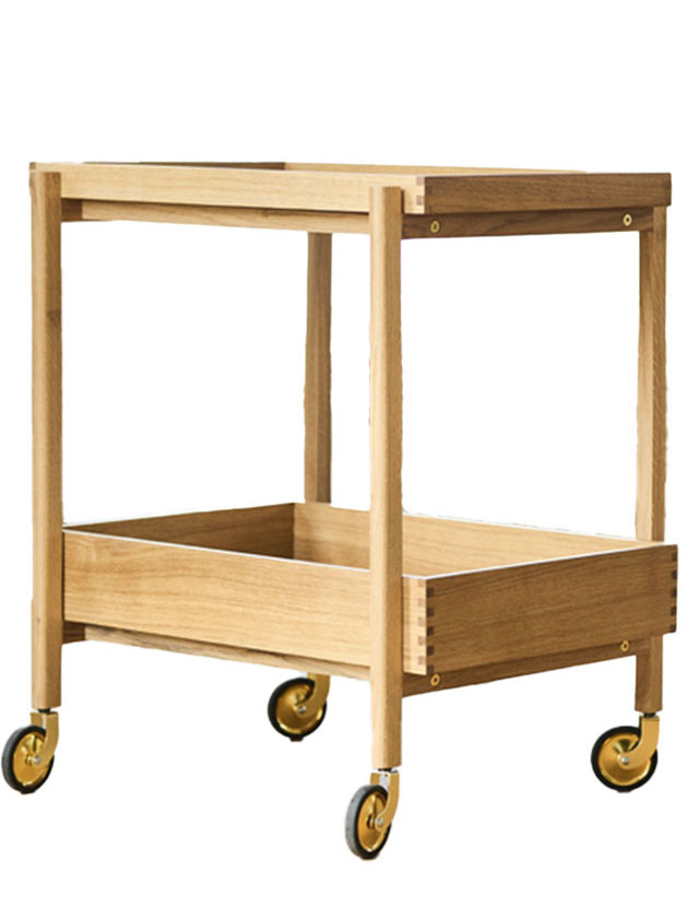 Eleganter Holz-Servierwagen von Kath & Andersen – minimalistisches skandinavisches Design, auf Rollen, perfekt als Tray Table oder Beistelltisch.
