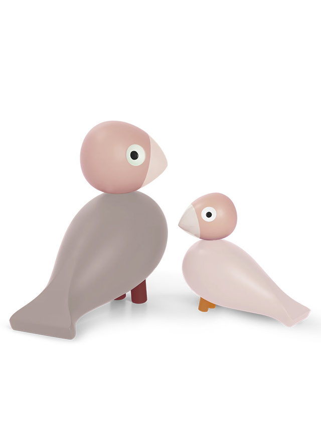 Liv & Lykke Vogelpaar in Rosa von Kay Bojesen