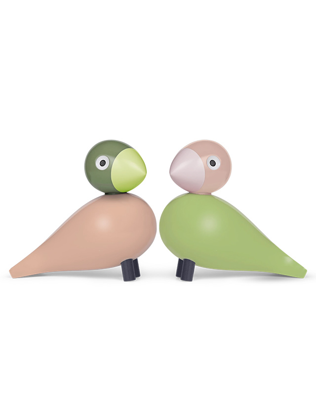 Kay Bojesen: Unzertrennliche Buchenholz lackiert Hellgrün & Rosa