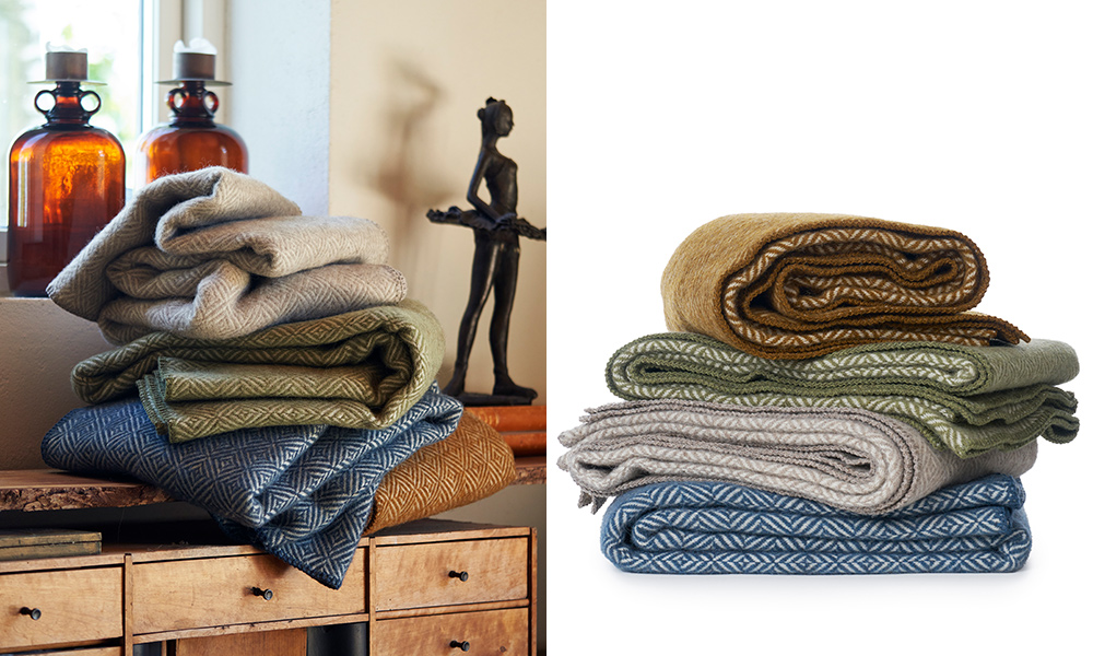 Diamonds Alpaca Wolldecken bestehen aus 30% Alpaca und 70% gebürstete Lammwolle aus der Klippan Yllefabrik