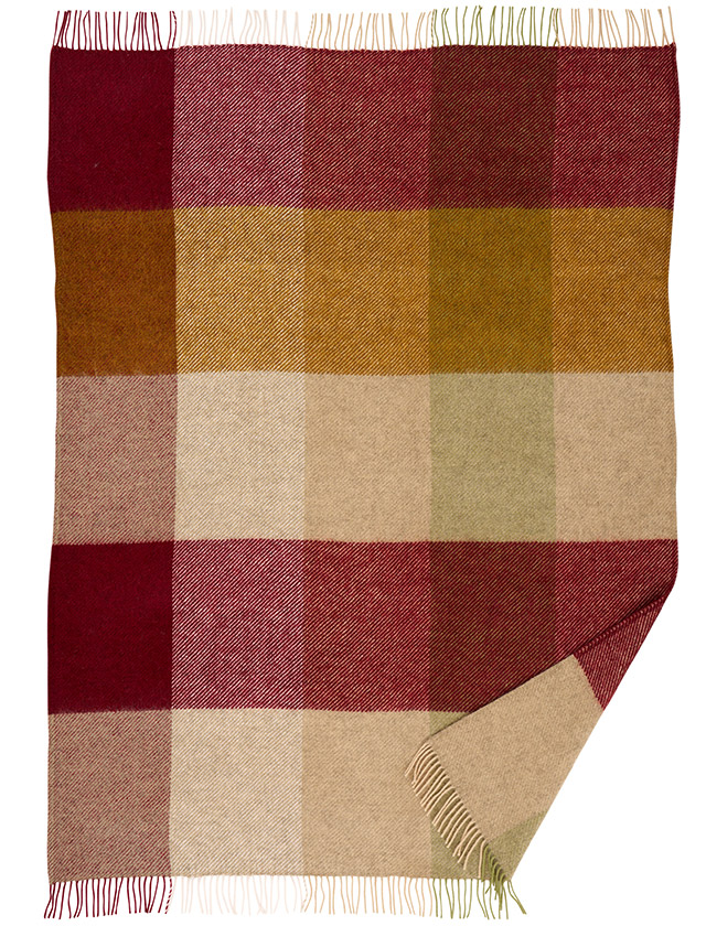 Klippan Gotland Check Wolldecke Burgundy – karierte Wolldecke