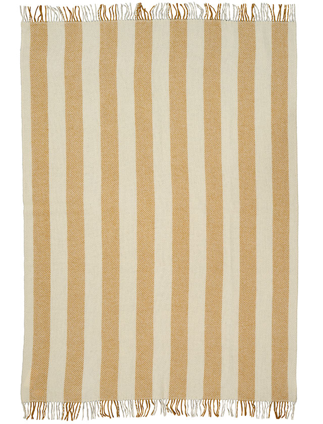 Klippan Yllefabrik Gotland Vertical Stripe Wolldecke in der gestreiften Farbe Butter.