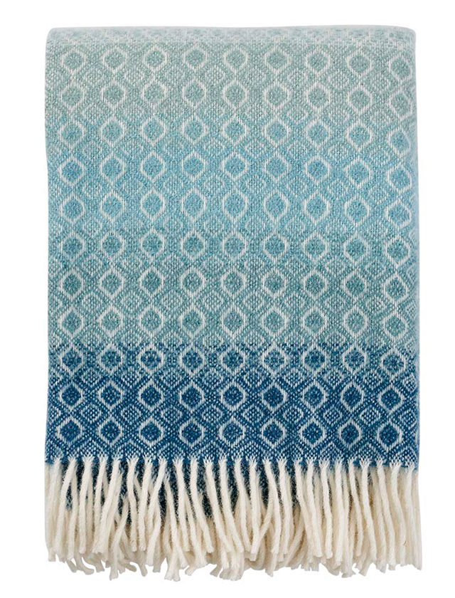 Klippan Havanna Wolldecke - Aqua Multi mit Farbverlauf aus 100% Lammwolle von Klippan Yllefabrik