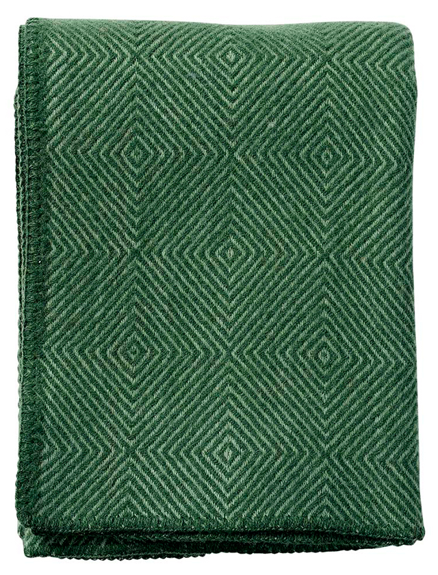 Nova Decke in Green aus Lammwolle aus der Klippan Yllefabrik