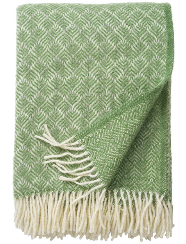 Pampas Wolldecken aus Bio-Wolle in der Farbe Green von Klippan Yllefabrik.