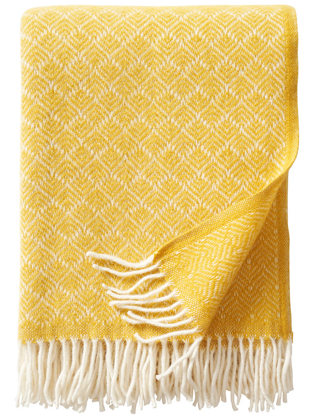Pampas Wolldecken aus Bio-Wolle in der Farbe Yellow von Klippan Yllefabrik.