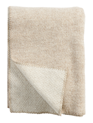 Klippan Peak Wolldecke in Natural Beige aus Merino- und Lammwolle