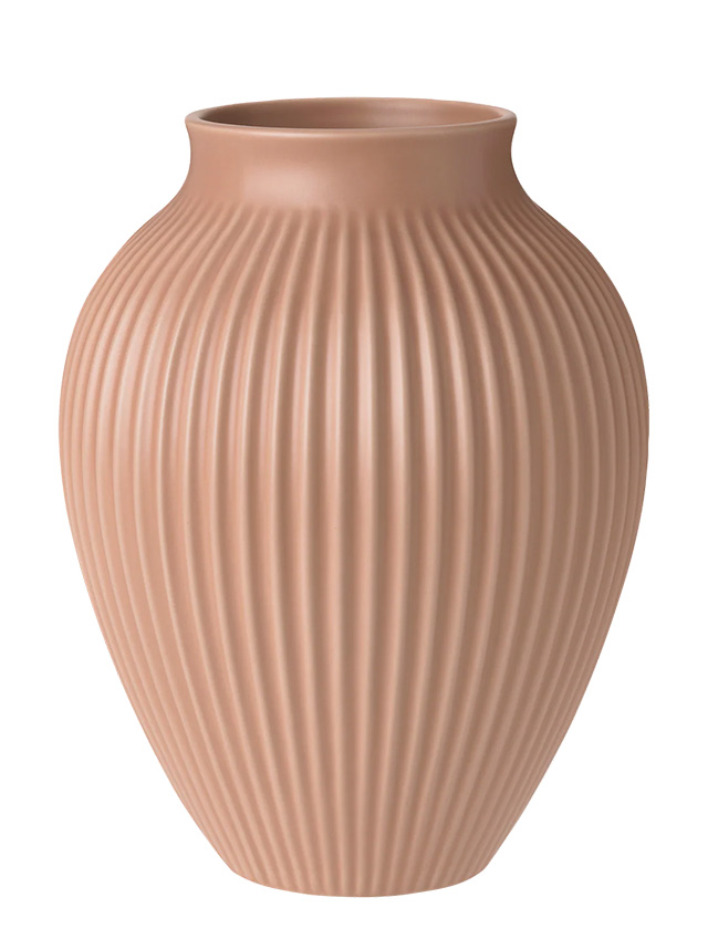 Rillenvase von Knabstrup Keramik groß in matt Dusty Rose.