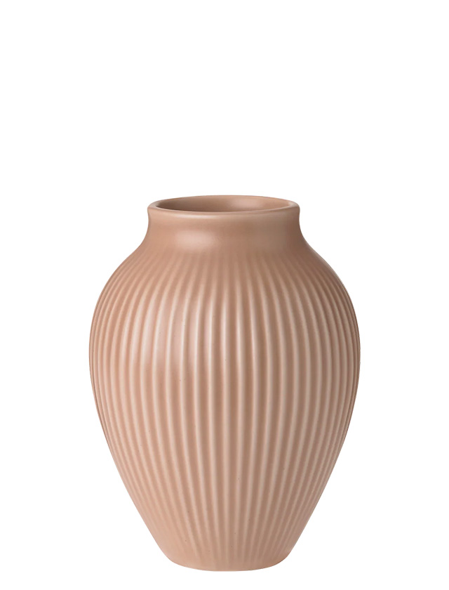 Rillenvase von Knabstrup Keramik klein in matt Dusty Rose.