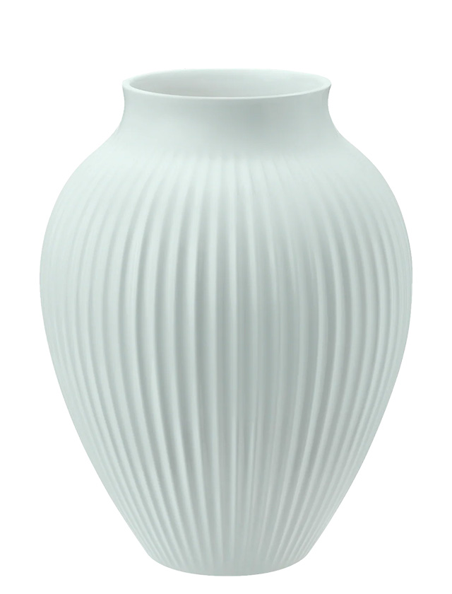 Rillenvase von Knabstrup Keramik groß in matt Ice Blue