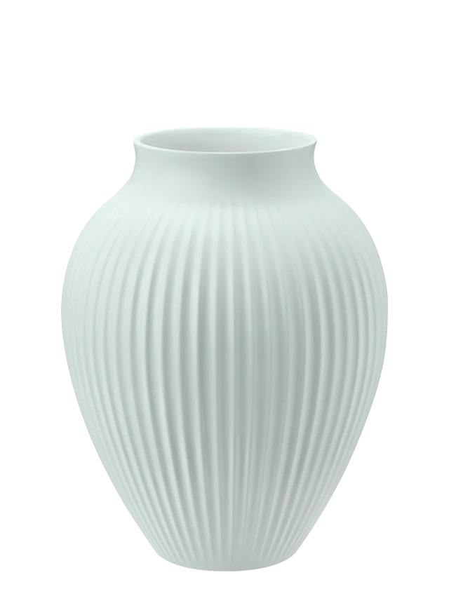 Rillenvase von Knabstrup Keramik mittel in matt Ice Blue