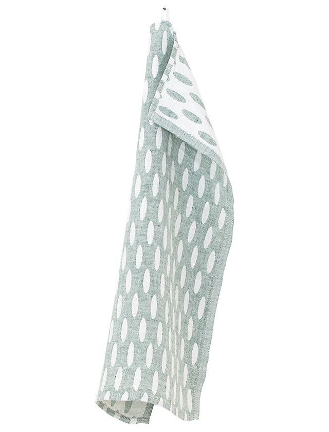 Helmi Geschirrtuch in White-Aspen Green von Lapuan Kankurit