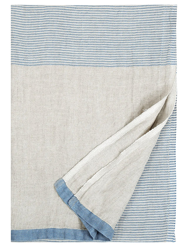 Lapuan Kankurit Duschtuch/ Saunaauflage „Kaisla“ aus 100% Leinen in leinen-blau.