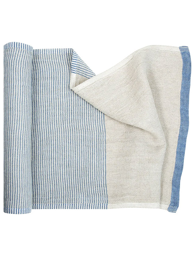 Lapuan Kankurit Saunaauflage „Kaisla“ aus 100% Leinen in leinen-blue.