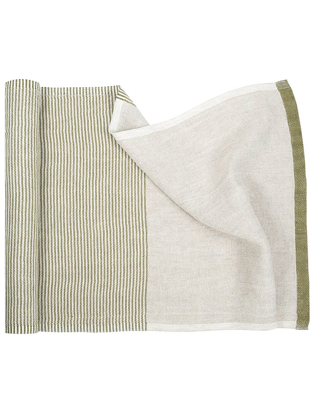 Lapuan Kankurit Saunaauflage „Kaisla“ aus 100% Leinen in leinen-oliv.